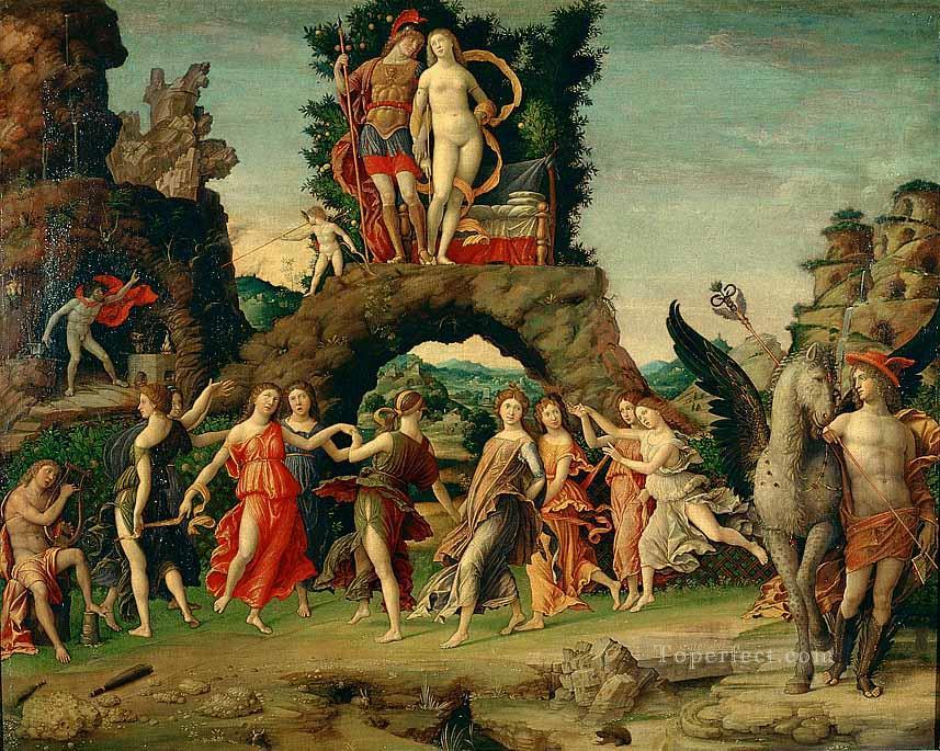 パルナッソスのルネサンスの画家アンドレア・マンテーニャ油絵